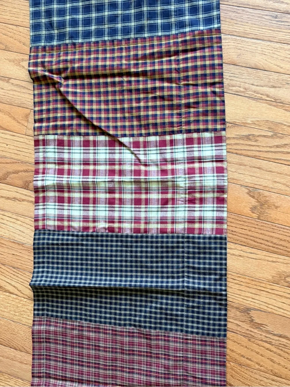 VHC Brands, Beckham, Cotton, 16x72, Patchwork Valance, Red